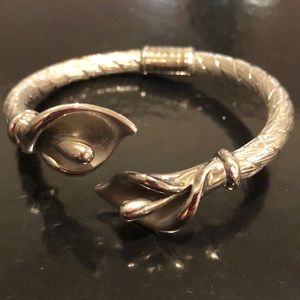 All stainless steel Cala Lily bangle bracelet